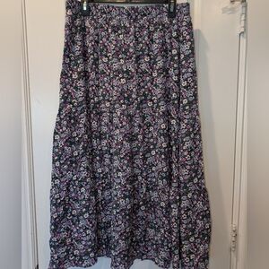 Kirundo Floral Tiered Maxi Skirt XL | Boho Cottagecore | Elastic Waist